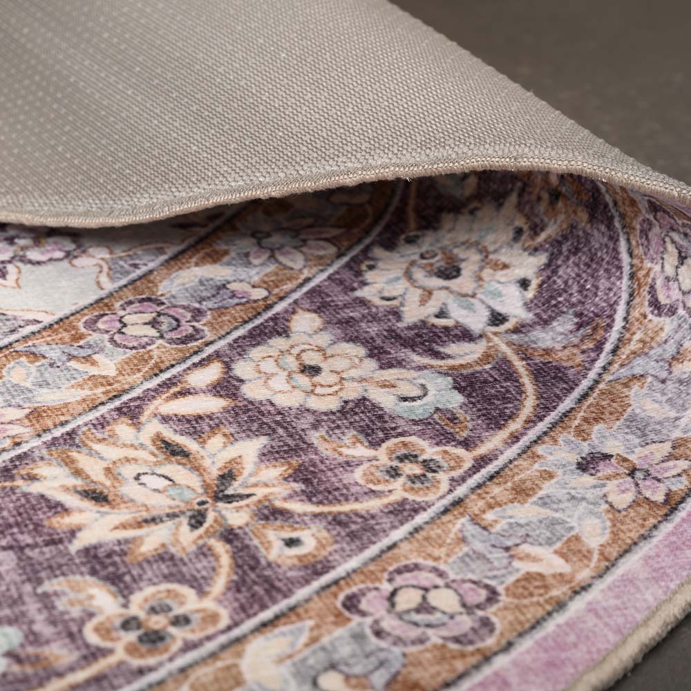 Tapis extérieur rond vintage - Valenca Nova violet/rose - close up Tapis extérieur rond vintage - Valenca Nova violet/rose - close up