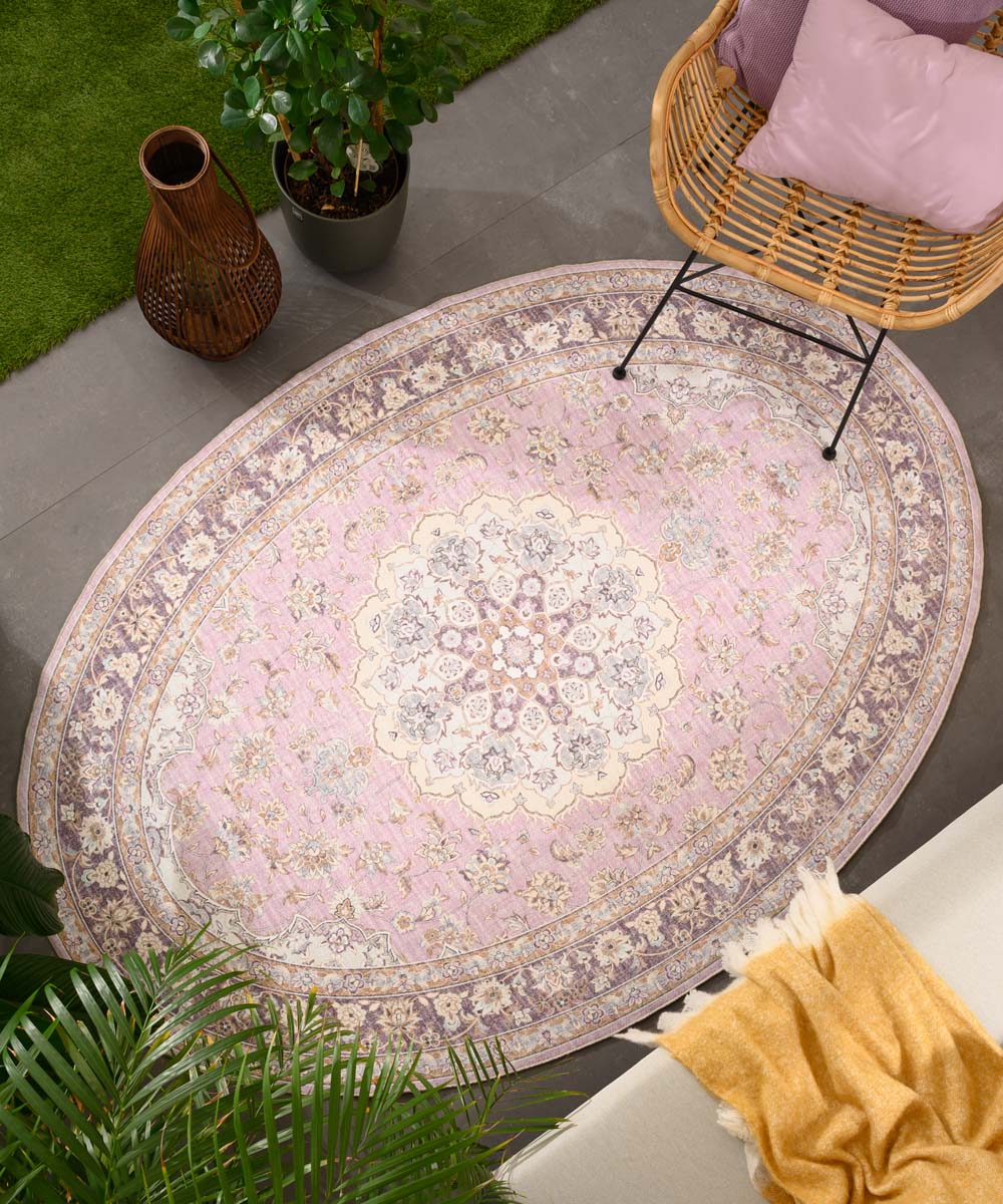 Tapis extérieur vintage ovale - Valenca Nova violet/rose - sfeer Tapis extérieur vintage ovale - Valenca Nova violet/rose - sfeer