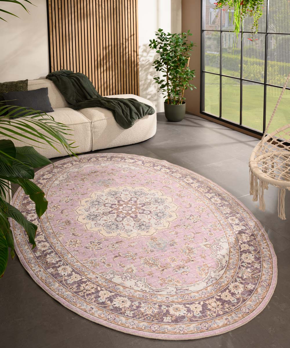 Tapis extérieur vintage ovale - Valenca Nova violet/rose - sfeer Tapis extérieur vintage ovale - Valenca Nova violet/rose - sfeer