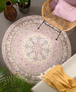 Tapis extérieur rond vintage - Valenca Nova violet/rose - sfeer