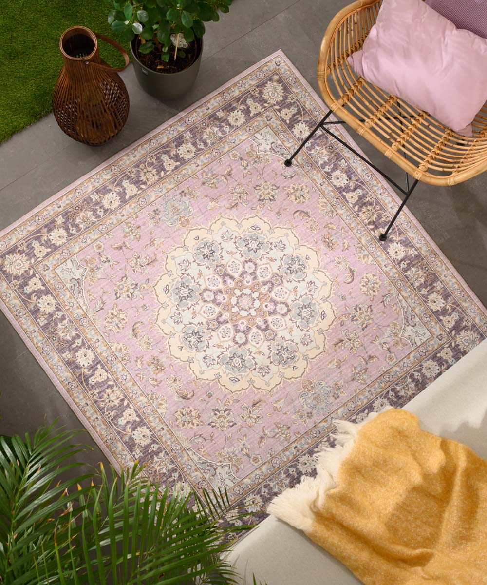 Tapis extérieur vintage carré - Valenca Nova violet/rose - sfeer Tapis extérieur vintage carré - Valenca Nova violet/rose - sfeer