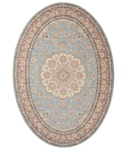 Tapis extérieur vintage ovale - Valenca Nova bleu clair/beige - overzicht