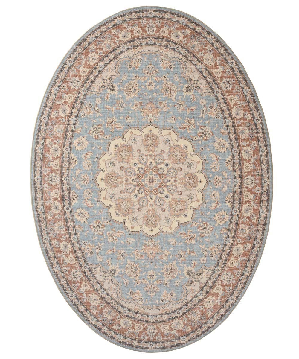 Tapis extérieur vintage ovale - Valenca Nova bleu clair/beige - overzicht Tapis extérieur vintage ovale - Valenca Nova bleu clair/beige - overzicht
