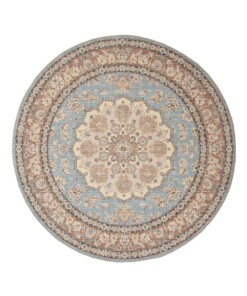 Tapis extérieur rond vintage - Valenca Nova bleu clair/beige - overzicht