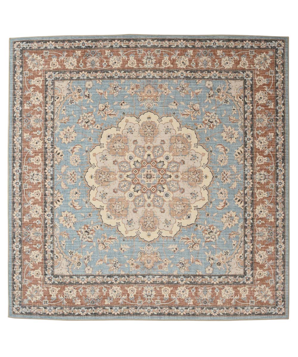 Tapis extérieur vintage carré - Valenca Nova bleu clair/beige - overzicht Tapis extérieur vintage carré - Valenca Nova bleu clair/beige - overzicht