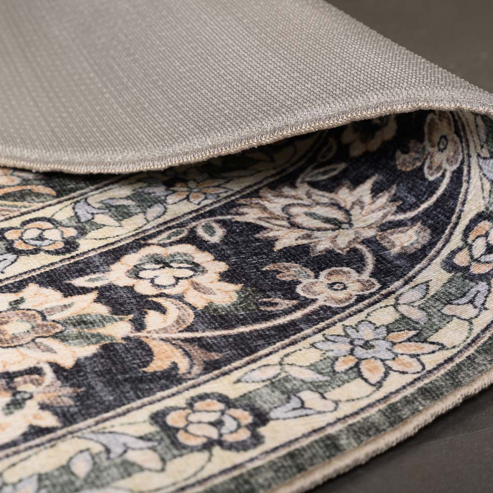 Tapis extérieur rond vintage - Valenca Nova vert foncé - close up Tapis extérieur rond vintage - Valenca Nova vert foncé - close up