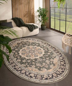 Tapis extérieur vintage ovale - Valenca Nova vert foncé - sfeer