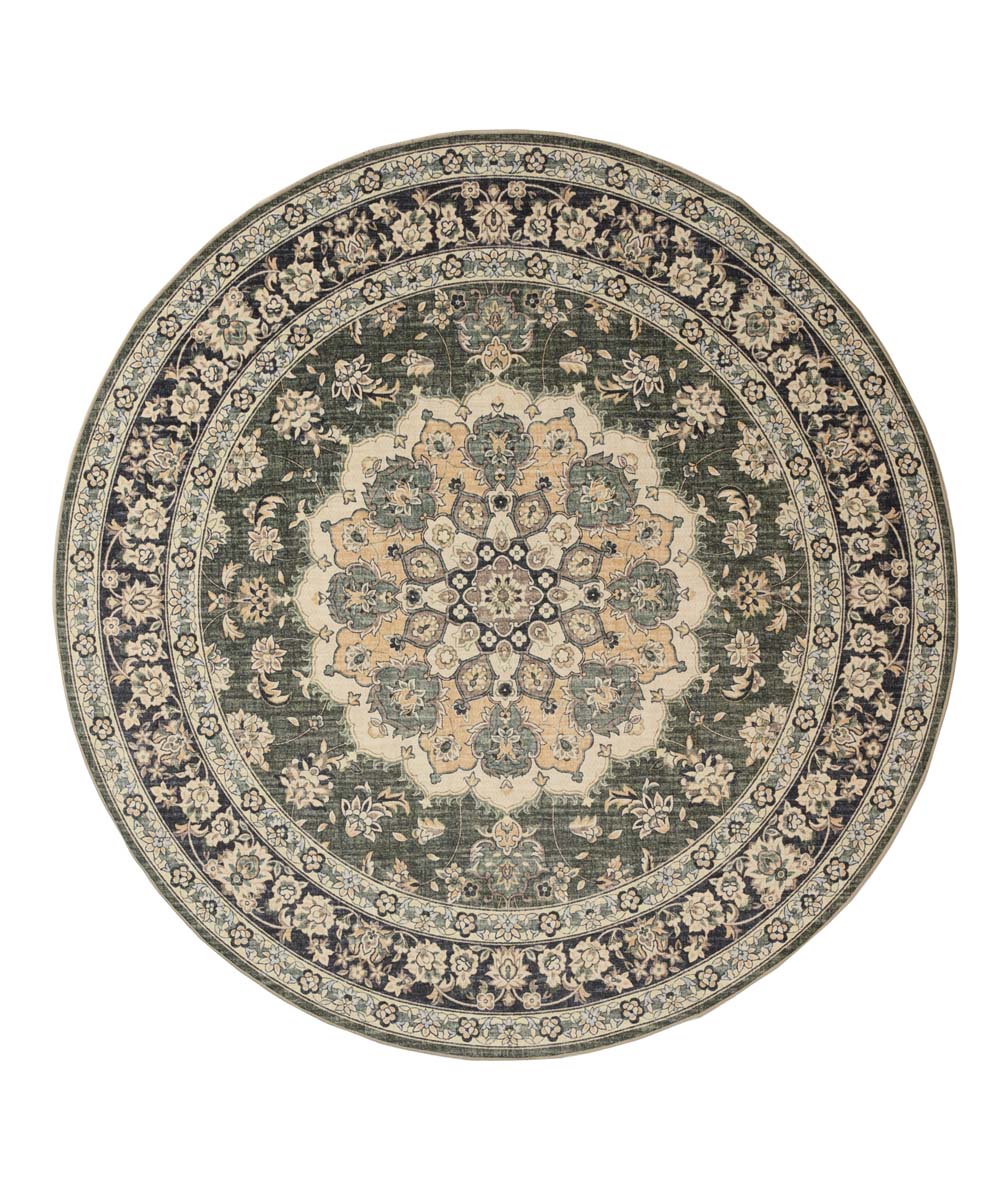 Tapis extérieur rond vintage - Valenca Nova vert foncé - overzicht Tapis extérieur rond vintage - Valenca Nova vert foncé - overzicht