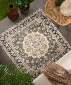 Tapis extérieur vintage carré - Valenca Nova vert foncé - sfeer, thumbnail Tapis extérieur vintage carré - Valenca Nova vert foncé - sfeer, thumbnail