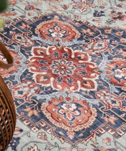 Tapis extérieur vintage - Valenca Fino vert/bleu