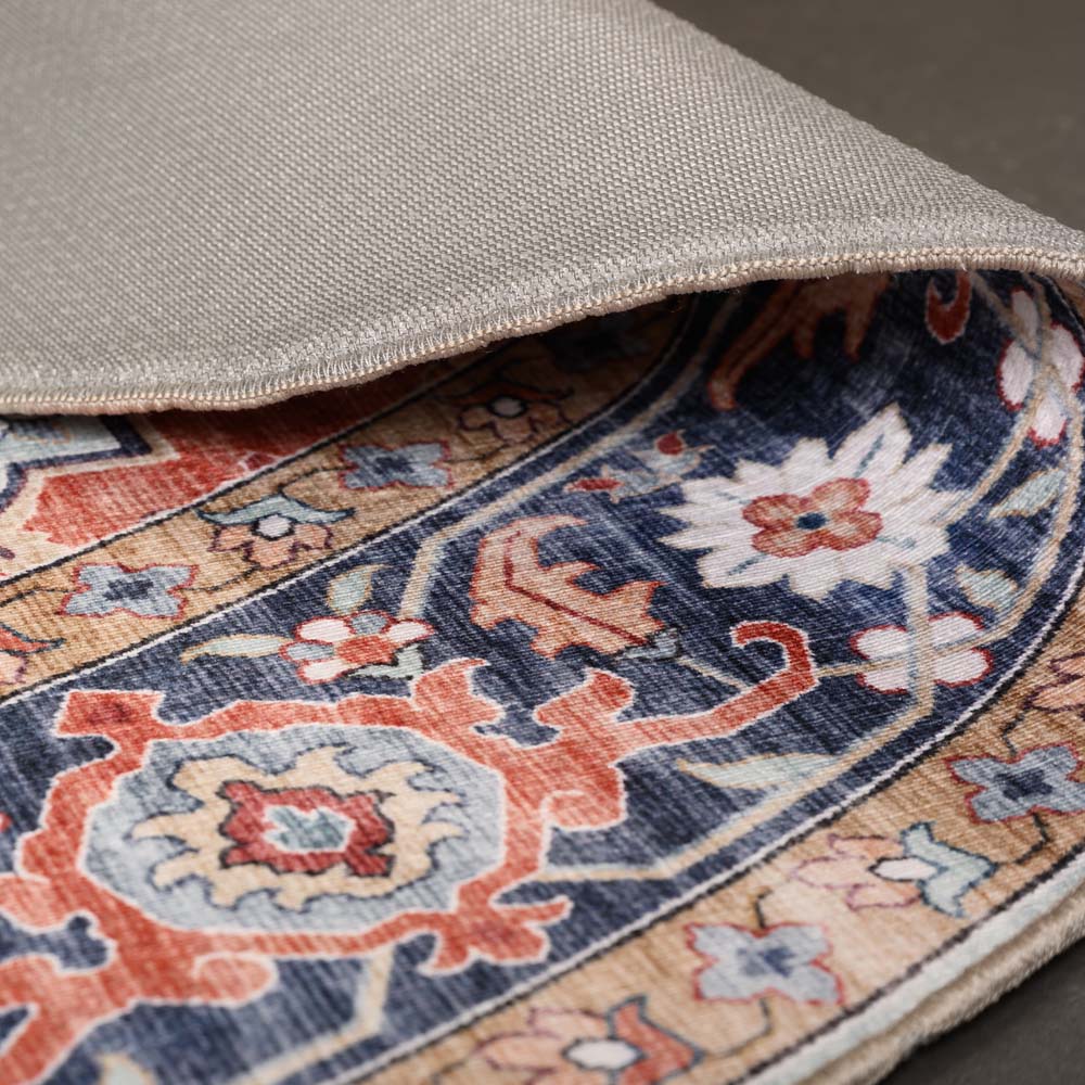 Tapis extérieur rond vintage - Valenca Fino vert/bleu Tapis extérieur rond vintage - Valenca Fino vert/bleu