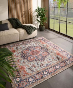 Tapis extérieur vintage carré - Valenca Fino vert/bleu - sfeer