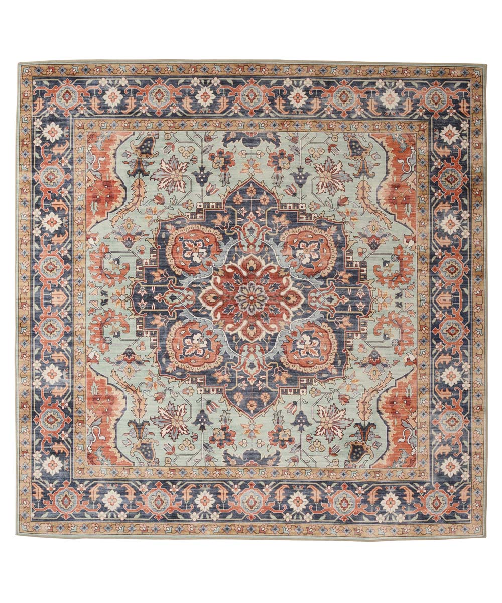 Tapis extérieur vintage carré - Valenca Fino vert/bleu - overzicht Tapis extérieur vintage carré - Valenca Fino vert/bleu - overzicht