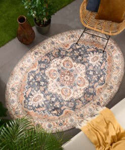 Tapis extérieur vintage ovale - Valenca Fino or/bleu - sfeer