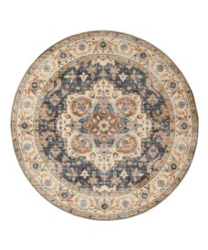 Tapis extérieur rond vintage - Valenca Fino or/bleu - overzicht, thumbnail