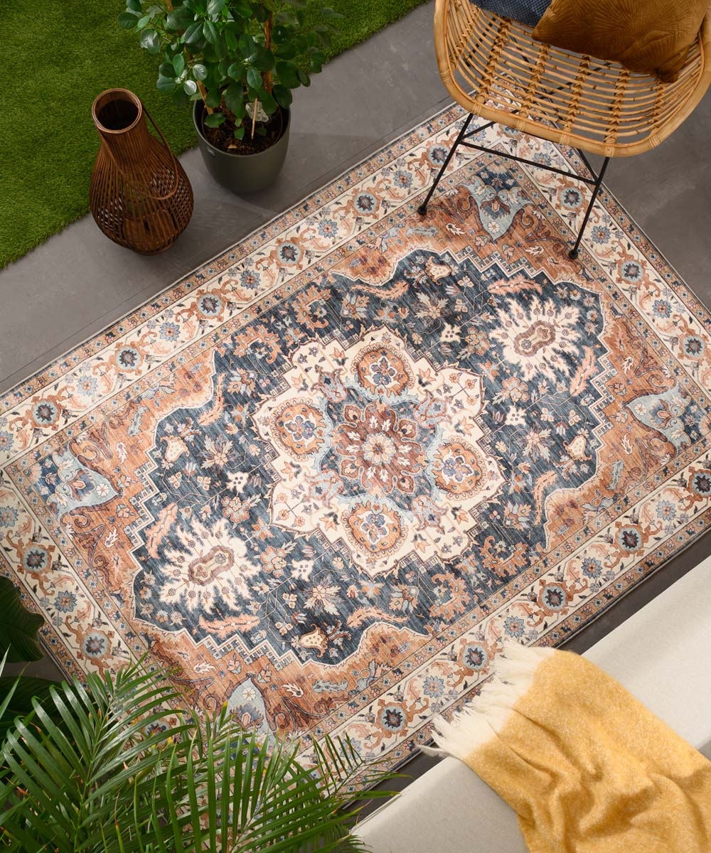 Tapis extérieur vintage - Valenca Fino or/bleu - sfeer Tapis extérieur vintage - Valenca Fino or/bleu - sfeer