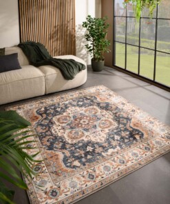 Tapis extérieur vintage carré - Valenca Fino or/bleu - sfeer