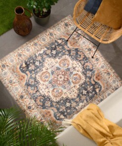 Tapis extérieur vintage carré - Valenca Fino or/bleu - sfeer