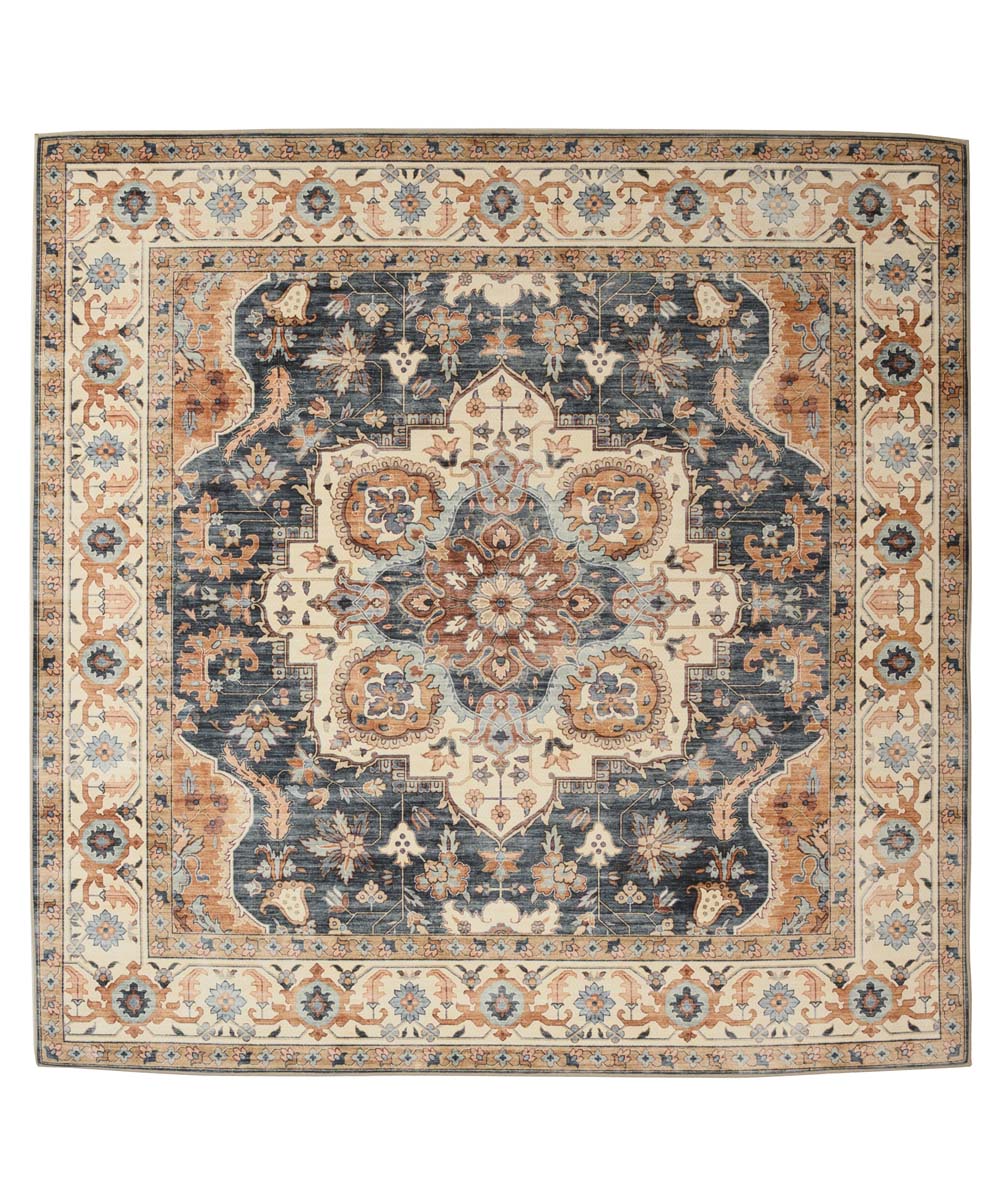 Tapis extérieur vintage carré - Valenca Fino or/bleu - overzicht Tapis extérieur vintage carré - Valenca Fino or/bleu - overzicht