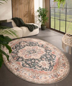 Tapis extérieur vintage ovale - Valenca Fino vert/rouge - sfeer