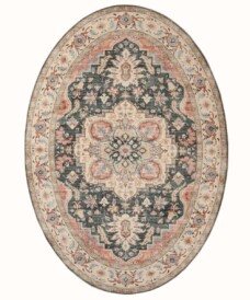 Tapis extérieur vintage ovale - Valenca Fino vert/rouge - overzicht, thumbnail