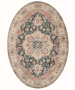Tapis extérieur vintage ovale - Valenca Fino vert/rouge - overzicht
