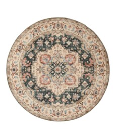 Tapis extérieur rond vintage - Valenca Fino vert/rouge - overzicht, thumbnail