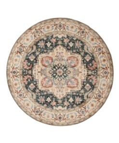 Tapis extérieur rond vintage - Valenca Fino vert/rouge - overzicht