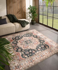 Tapis extérieur vintage carré - Valenca Fino vert/rouge - sfeer