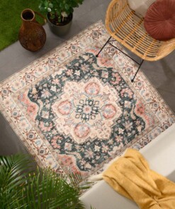 Tapis extérieur vintage carré - Valenca Fino vert/rouge - sfeer