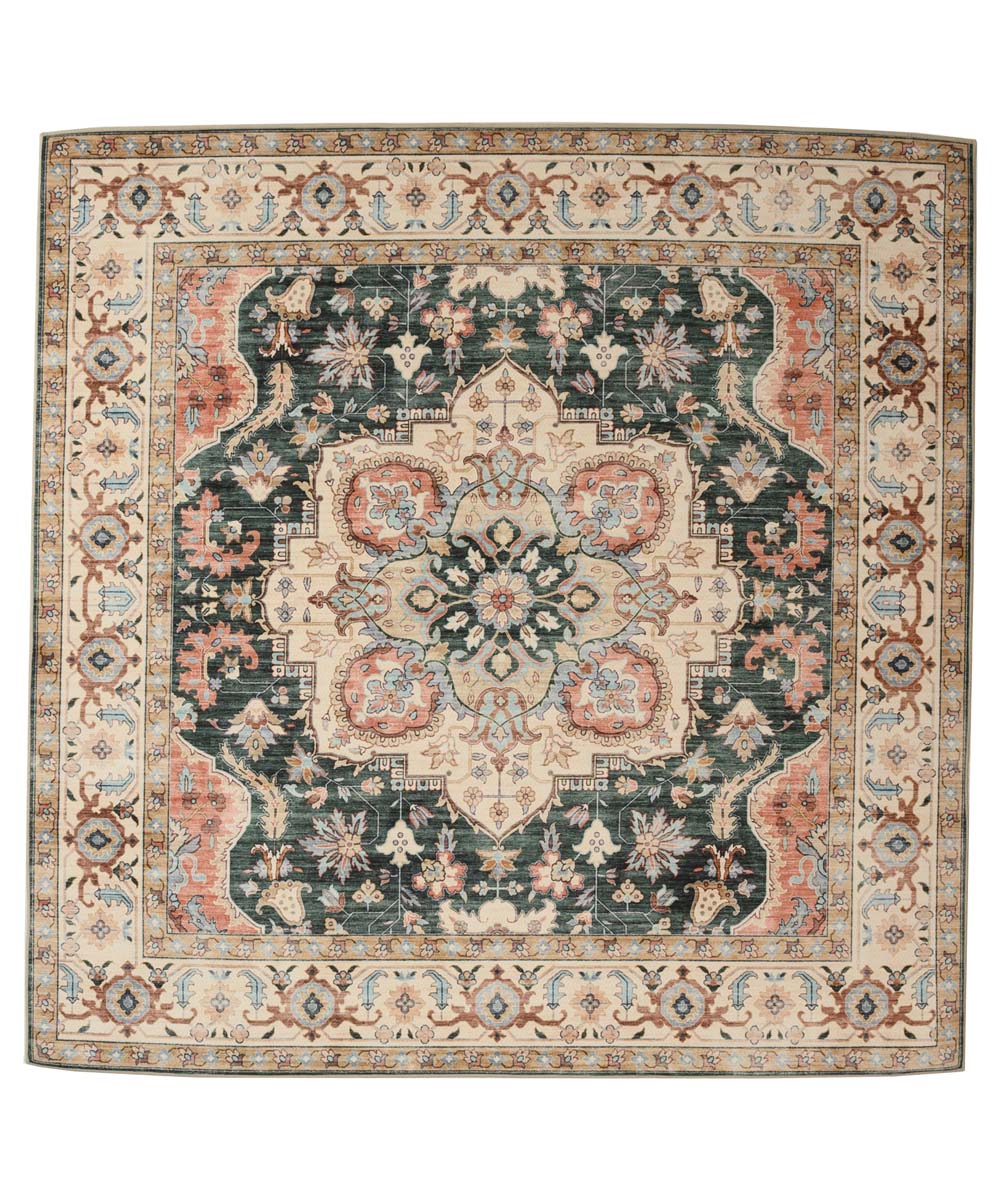 Tapis extérieur vintage carré - Valenca Fino vert/rouge - overzicht Tapis extérieur vintage carré - Valenca Fino vert/rouge - overzicht