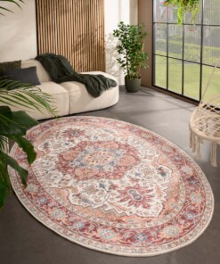 Tapis extérieur vintage ovale - Valenca Fino crème/rouge - sfeer
