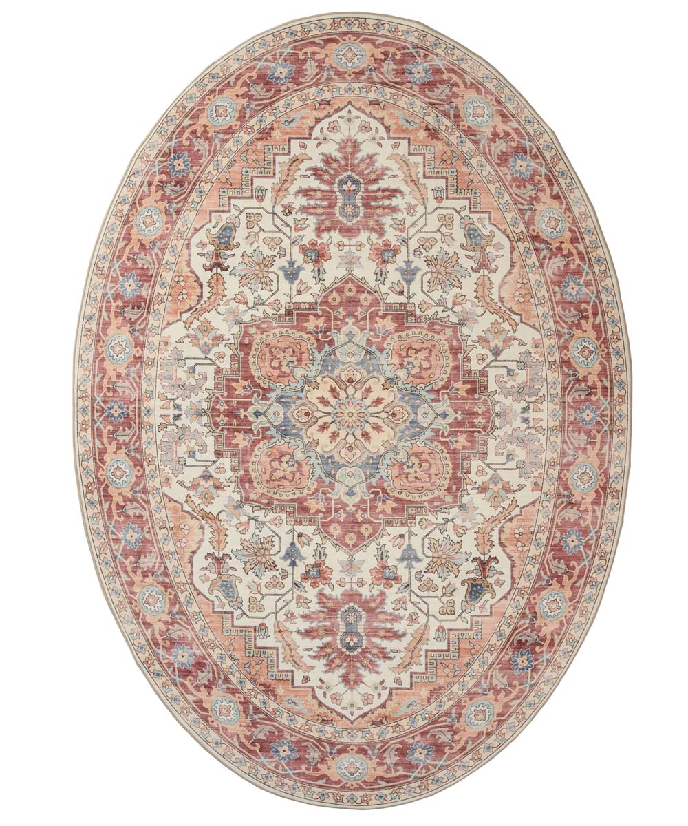 Tapis extérieur vintage ovale - Valenca Fino crème/rouge - overzicht Tapis extérieur vintage ovale - Valenca Fino crème/rouge - overzicht