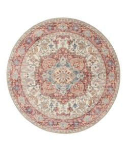 Tapis extérieur rond vintage - Valenca Fino crème/rouge - overzicht