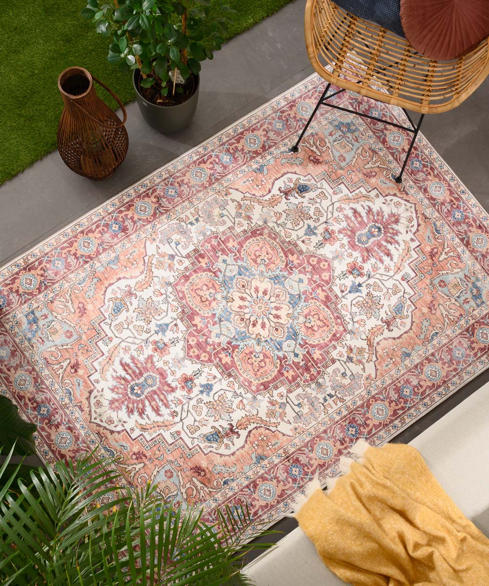 Tapis extérieur vintage - Valenca Fino crème/rouge - sfeer Tapis extérieur vintage - Valenca Fino crème/rouge - sfeer