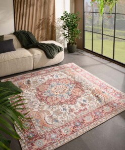 Tapis extérieur vintage carré - Valenca Fino crème/rouge - sfeer