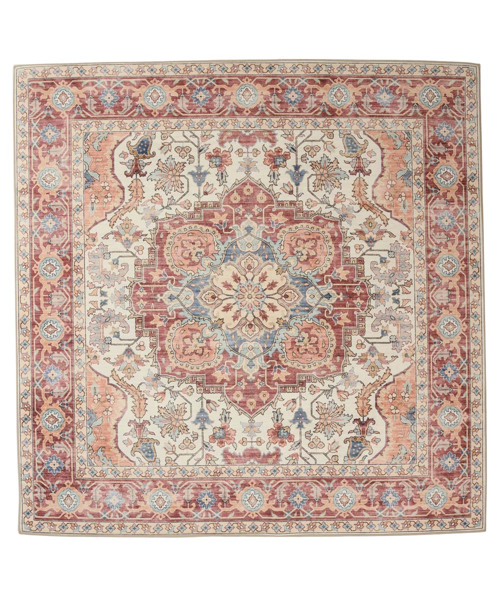 Tapis extérieur vintage carré - Valenca Fino crème/rouge - overzicht Tapis extérieur vintage carré - Valenca Fino crème/rouge - overzicht