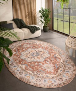 Tapis extérieur vintage ovale - Valenca Fino terre cuite - sfeer