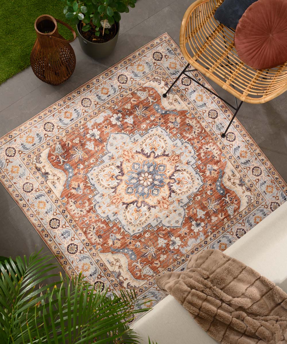 Tapis extérieur vintage carré - Valenca Fino terre cuite - sfeer Tapis extérieur vintage carré - Valenca Fino terre cuite - sfeer