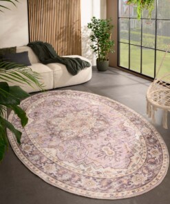 Tapis extérieur vintage ovale - Valenca Fino violet/rose - sfeer