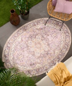 Tapis extérieur vintage ovale - Valenca Fino violet/rose - sfeer