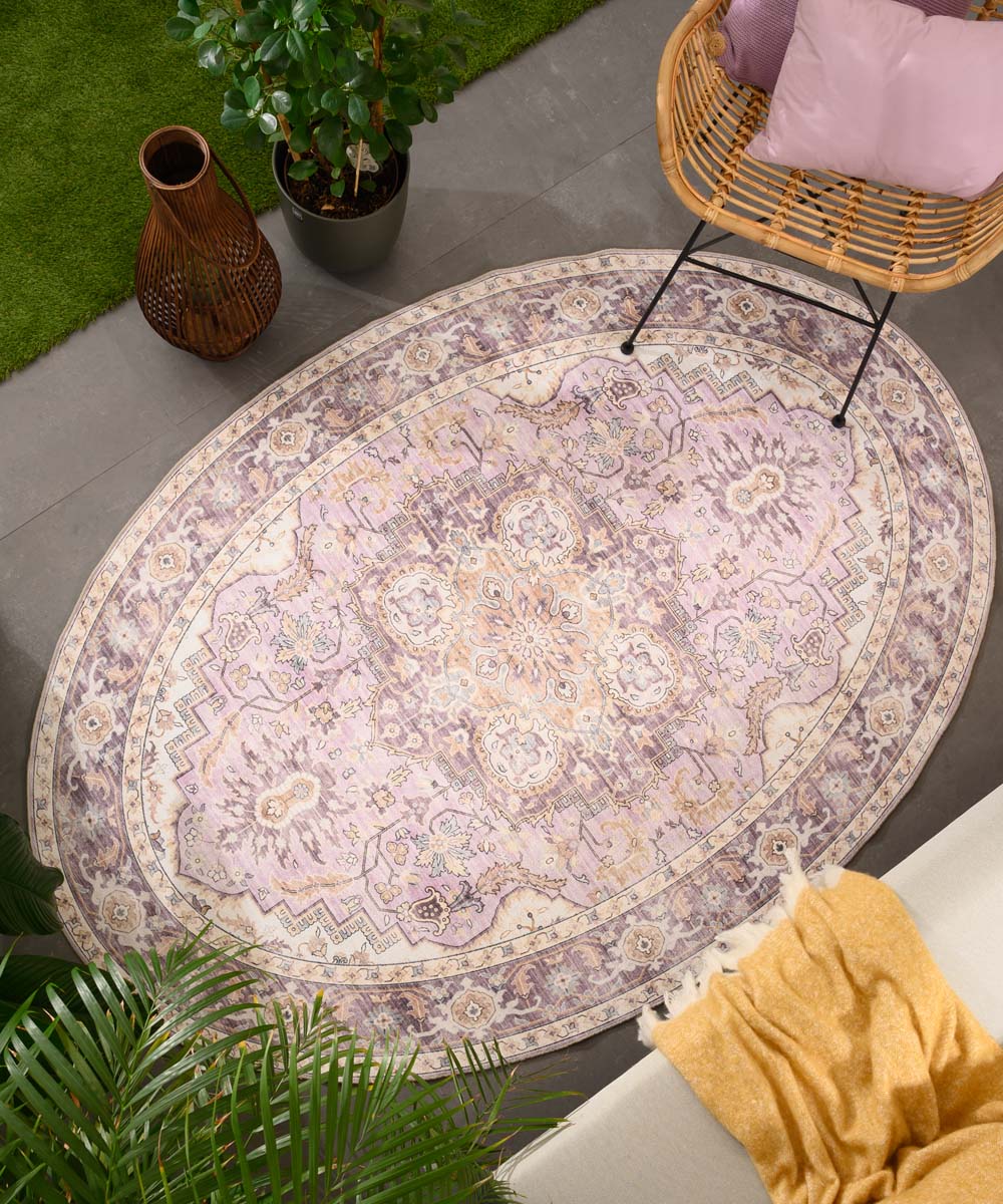 Tapis extérieur vintage ovale - Valenca Fino violet/rose - sfeer Tapis extérieur vintage ovale - Valenca Fino violet/rose - sfeer