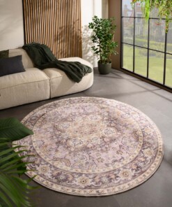 Tapis extérieur rond vintage - Valenca Fino violet/rose - sfeer