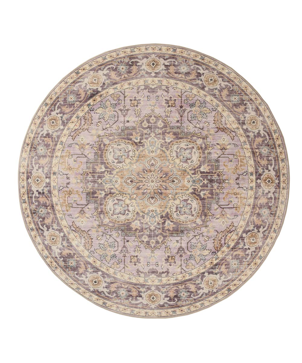 Tapis extérieur rond vintage - Valenca Fino violet/rose - overzicht Tapis extérieur rond vintage - Valenca Fino violet/rose - overzicht