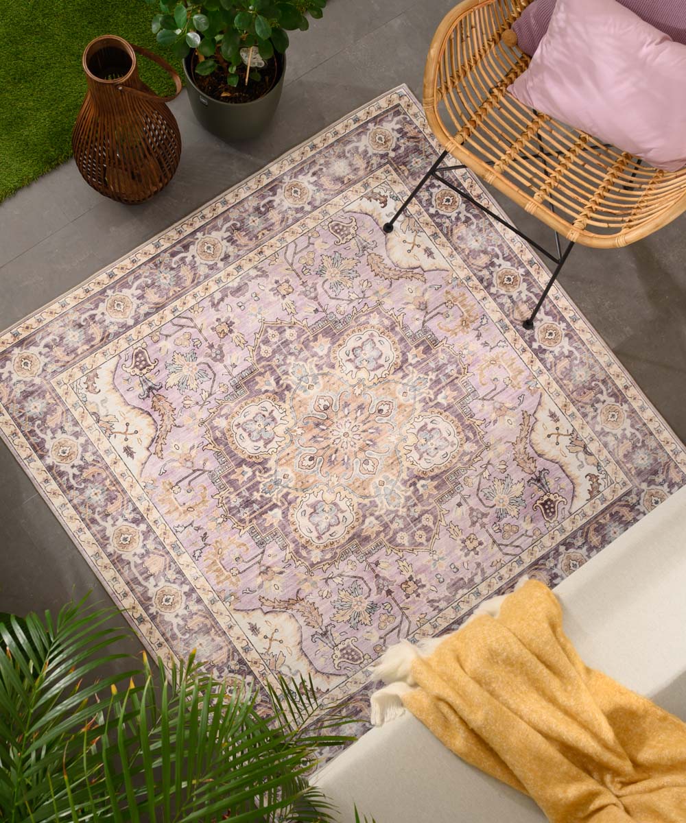 Tapis extérieur vintage carré - Valenca Fino violet/rose - sfeer Tapis extérieur vintage carré - Valenca Fino violet/rose - sfeer