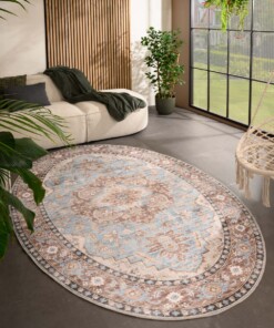 Tapis extérieur vintage ovale - Valenca Fino bleu clair - sfeer