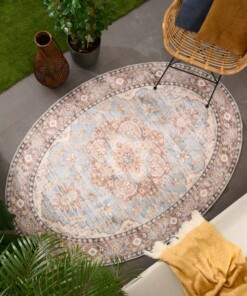 Tapis extérieur vintage ovale - Valenca Fino bleu clair - sfeer