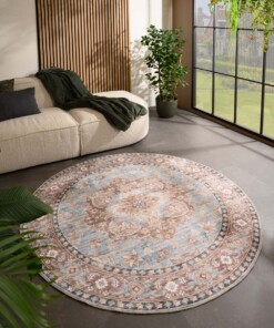 Tapis extérieur rond vintage - Valenca Fino bleu clair - sfeer