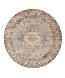 Tapis extérieur rond vintage - Valenca Fino bleu clair - overzicht, thumbnail