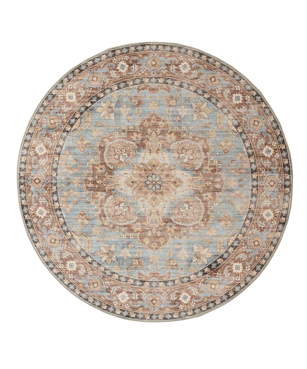 Tapis extérieur rond vintage - Valenca Fino bleu clair - overzicht Tapis extérieur rond vintage - Valenca Fino bleu clair - overzicht